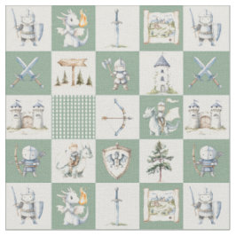 Fantasieschloss mit Drachen und Rittern Babyjunge Stoff