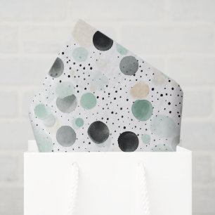 Fantasievoll Mint Schwarze Creme Punkte Geburtstag Seidenpapier