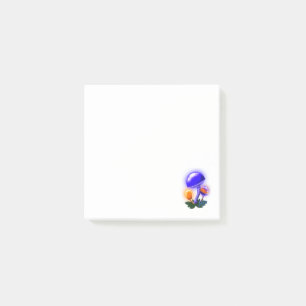 Fantasievoll weiß tapperling Orange & Blue Pilz Post-it Klebezettel