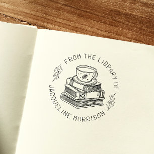 Fantasievolle Bibliotheks-Exlibris-Buchstempel Permastempel