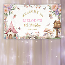 Fantasievolle Blumenfee 6. Geburtstagsbanner