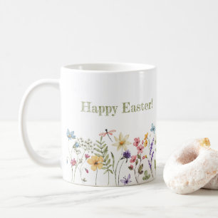 Fantasievolle bunte Wildblumenblüten Frühlingsoste Kaffeetasse