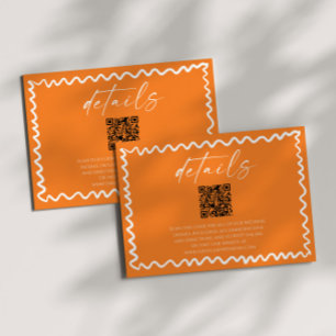 Fantasievolle Citrus Orange QR Code Hochzeitsdetai Begleitkarte