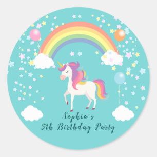 Fantasievolle Einhorn-Party Runder Aufkleber
