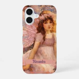 Fantasievolle Fee im träumerischen rosa Blumen Gar iPhone 16 Hülle