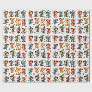 Fantasievolle Feen- & Waldtiere-Geschenkpapier Geschenkpapier