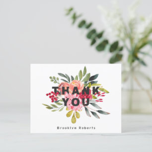 Fantasievolle Florale Abschluss Danke Postkarte