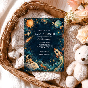 Fantasievolle Galaxie-Baby-Party Einladung