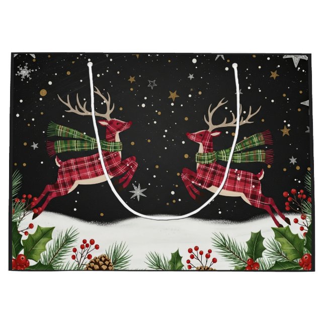 Fantasievolle Geschenktasche mit großem Hirsch Große Geschenktüte (Vorderseite)