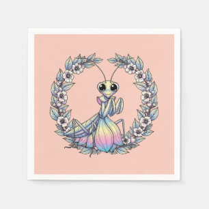 Fantasievolle Gottesanbeterin und Berglorbeerblüte Serviette