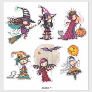 Fantasievolle Halloween-Figuren von Molly Harrison Aufkleber