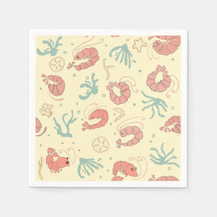 Fantasievolle handgezeichnete Garnelen-Sommerparty Serviette