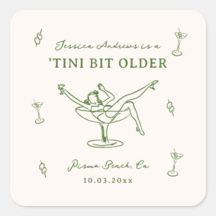 Fantasievolle handgezeichnete grüne 'Tini Bit Olde Quadratischer Aufkleber
