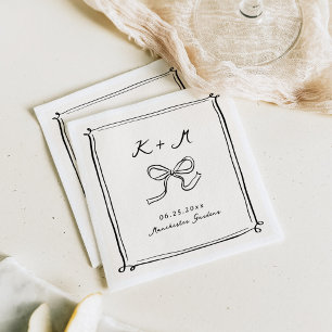 Fantasievolle handgezeichnete Hochzeitsdoodles Serviette