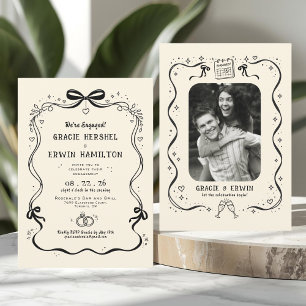 Fantasievolle handgezeichnete Hochzeitseinladung z Einladung