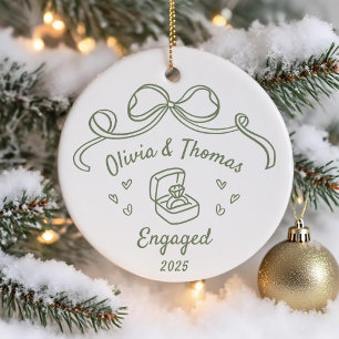 Fantasievolle handgezeichnete Weihnachten verlobt Keramik Ornament