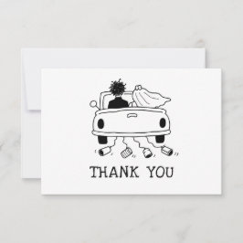 Fantasievolle Hochzeit. Handgezeichnete Doodle-Fri Dankeskarte