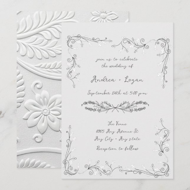 Fantasievolle Hochzeitsdinner Einladung (Vorne/Hinten)