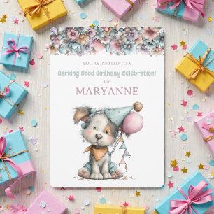 Fantasievolle Hunde-Wasserfarben-Geburtstags-Einla Einladung