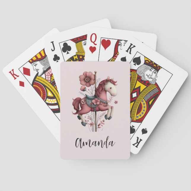 Fantasievolle Karussellpferd-Bild Spielkarten (Rückseite)