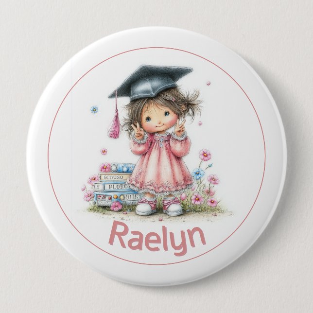 Fantasievolle Kindergarten-Abschlussfeier  Button (Vorderseite)