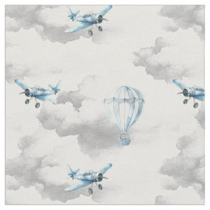 Fantasievolle Kindertagesstätte Flugzeug in Wolken Stoff