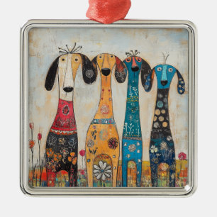 Fantasievolle lange schlanke Hound Dogs Ornament Aus Metall
