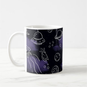 Fantasievolle lila Weltraum-Nahtlos-Muster Kaffeetasse