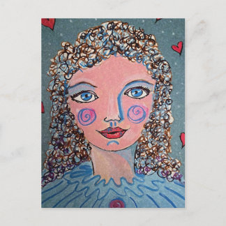 Fantasievolle Mädchen-Portrait-Postkarte Postkarte