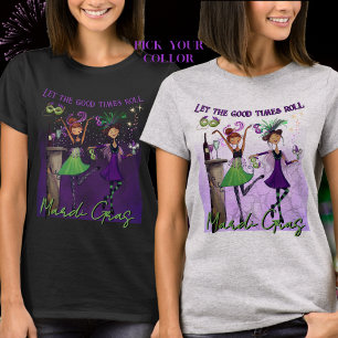 Fantasievolle Mardi Gras tanzende Mädchen Festive T-Shirt