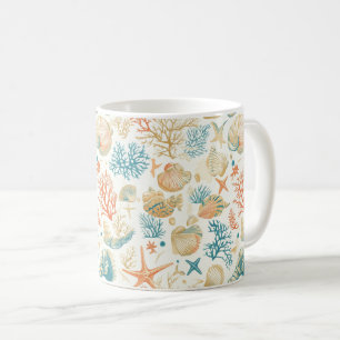 Fantasievolle Muscheln & Korallen mit sanften blau Kaffeetasse