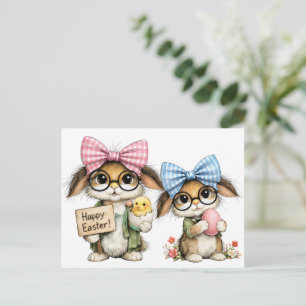 Fantasievolle Osterhasen Postkarte