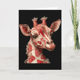 Fantasievolle Patchwork-Herzen Romantische Giraffe Karte