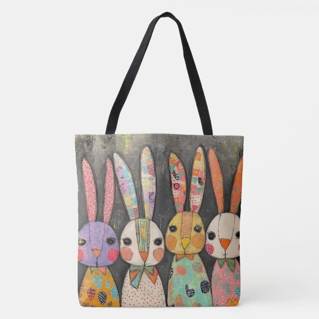 Fantasievolle Patchwork-Osterhasen-Kaninchen (Vorderseite)