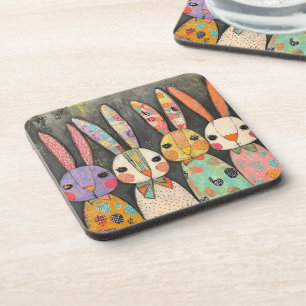Fantasievolle Patchwork-Osterhasen-Kaninchen Getränkeuntersetzer