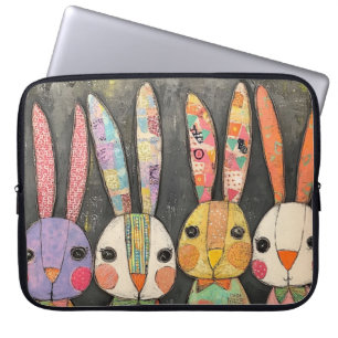 Fantasievolle Patchwork-Osterhasen-Kaninchen Laptopschutzhülle
