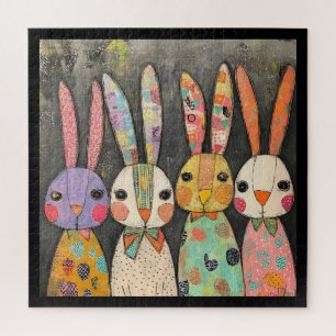 Fantasievolle Patchwork-Osterhasen-Kaninchen Puzzle