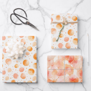 Fantasievolle Pfirsich-Punkte-Geburtstag Geschenkpapier Set