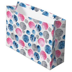 Fantasievolle Pink Blaue Graue Punkte Geburtstag Große Geschenktüte