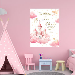 Fantasievolle Prinzessin-Pink-Cloud-Birthday-Empfa Poster