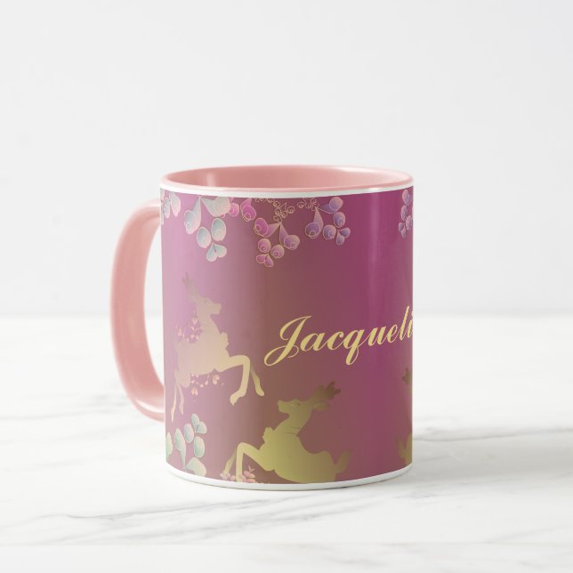 Fantasievolle Rentierfische & Schneeflocken Lila T Tasse (Vorderseite Links)
