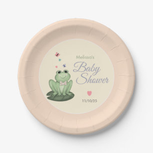 Fantasievolle rosa Frosch-Mädchen-Baby-Party Pappteller