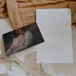 Fantasievolle rosa Schrift gefaltete Foto-Baby-Par Dankeskarte