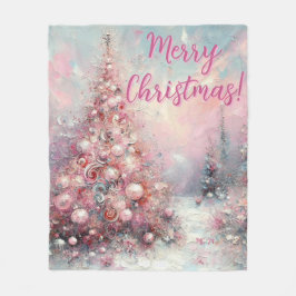 Fantasievolle rosa Weihnachtsbaum personalisiert Fleecedecke