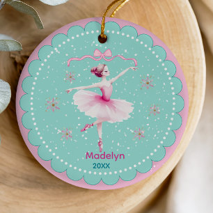 Fantasievolle rosa Zuckerpflaumen-Fee-Nussknacker Keramik Ornament