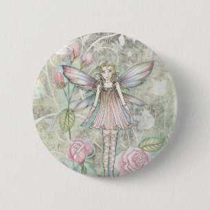 Fantasievolle Rosenfee Button
