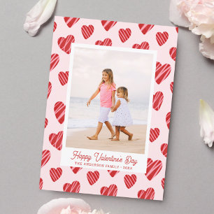 Fantasievolle rote Herzen Valentinstag Rosa Foto Feiertagskarte