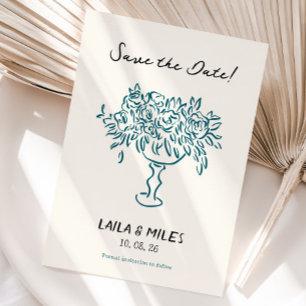 Fantasievolle Save-the-Date-Blumen-Hochzeitskarte Save The Date