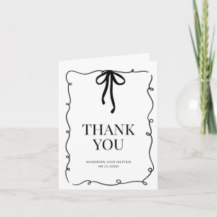 Fantasievolle schwarze Fliege Hochzeit Dankeskarte
