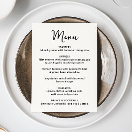 Fantasievolle Schwarze Hochzeit des Herzens Menükarte